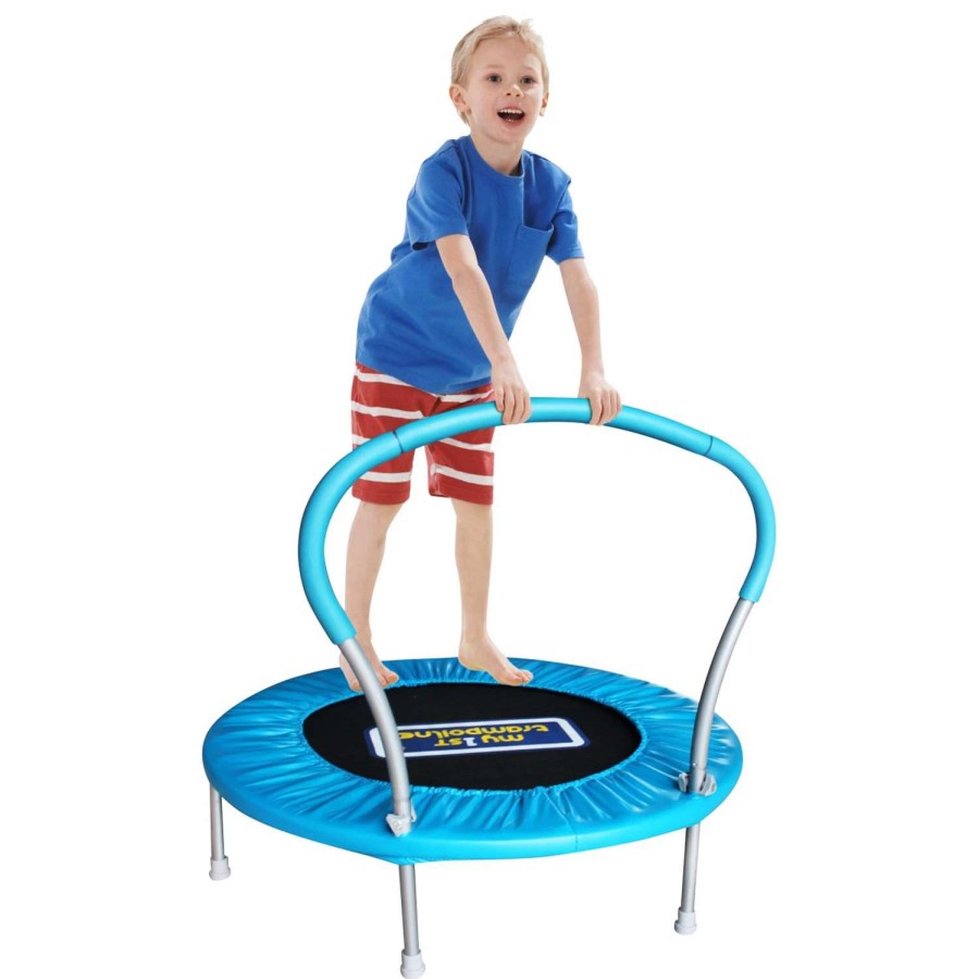 Games & Toys * | My First Trampoline 36 Kids Mini Trampoline With Safety Rail